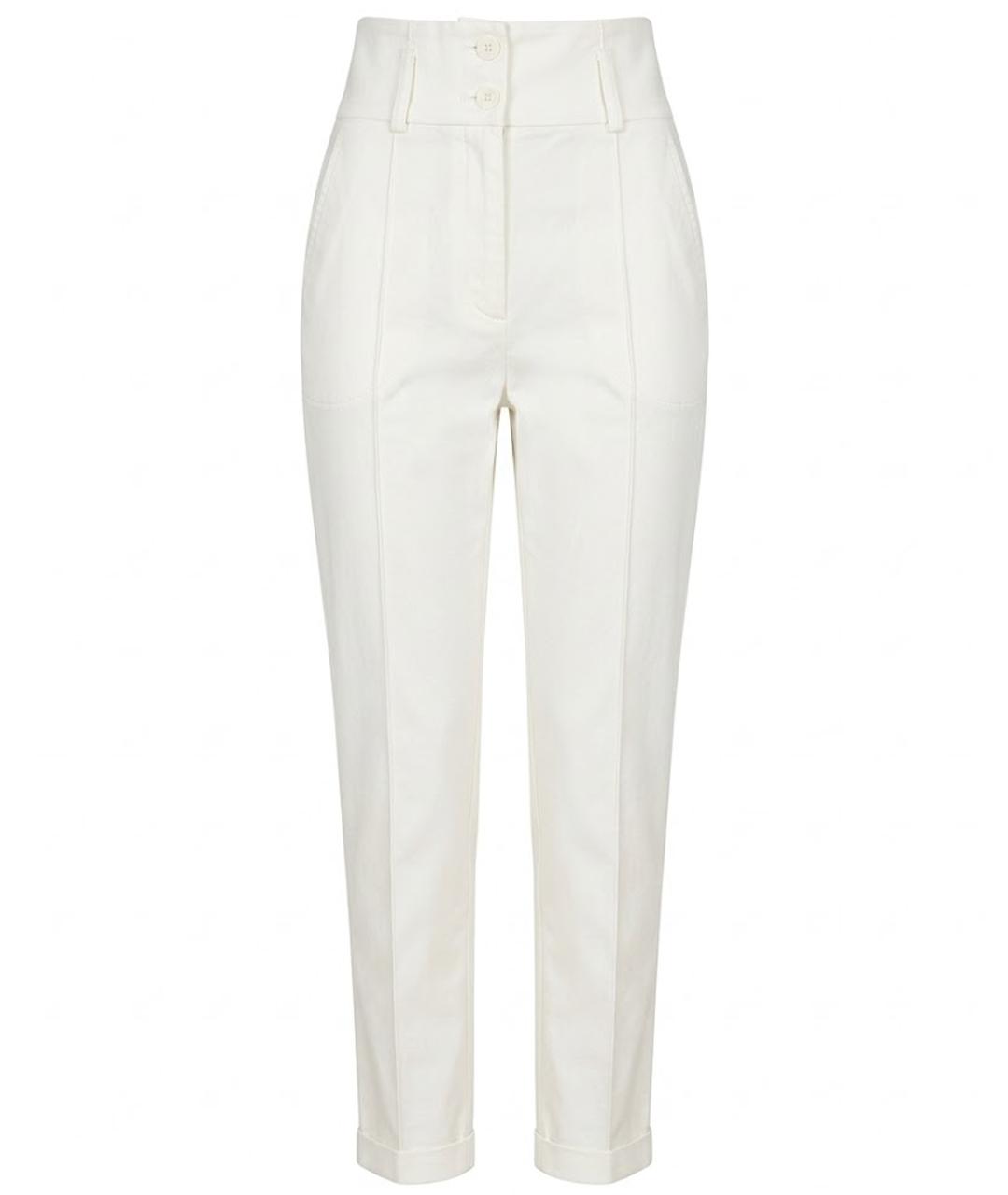 PESERICO Белые хлопко-эластановые прямые брюки, фото 1