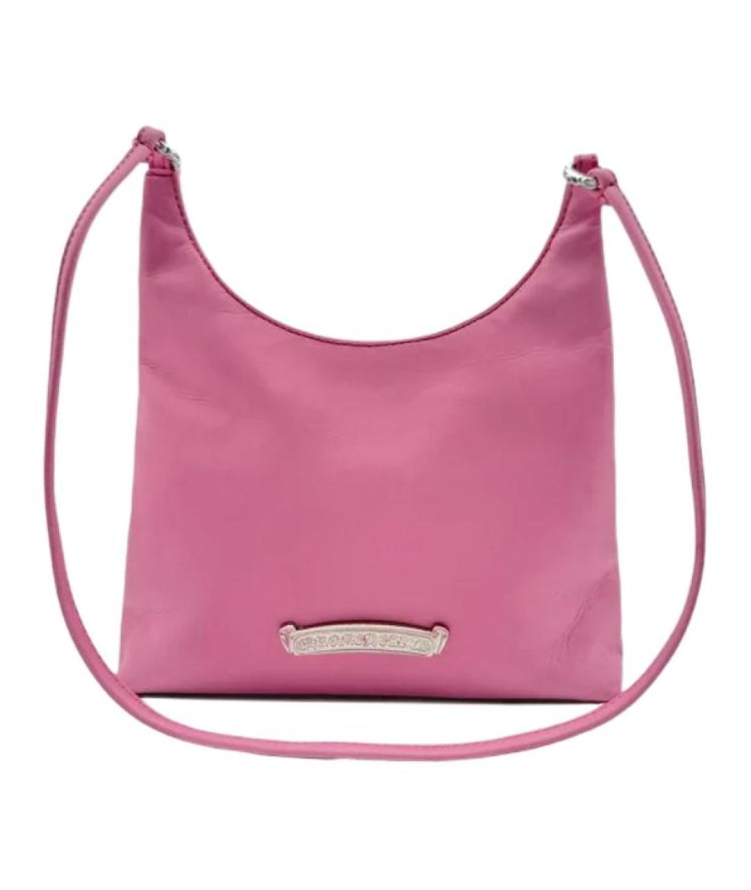 CHROME HEARTS Розовая кожаная сумка через плечо, фото 3