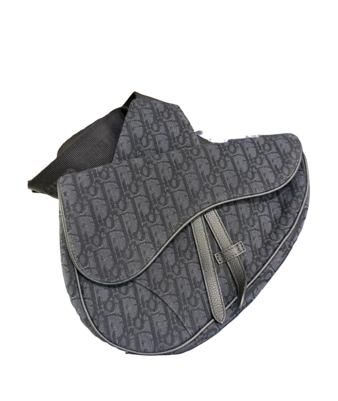 CHRISTIAN DIOR Темно-синяя жаккардовая сумка на плечо, фото 1