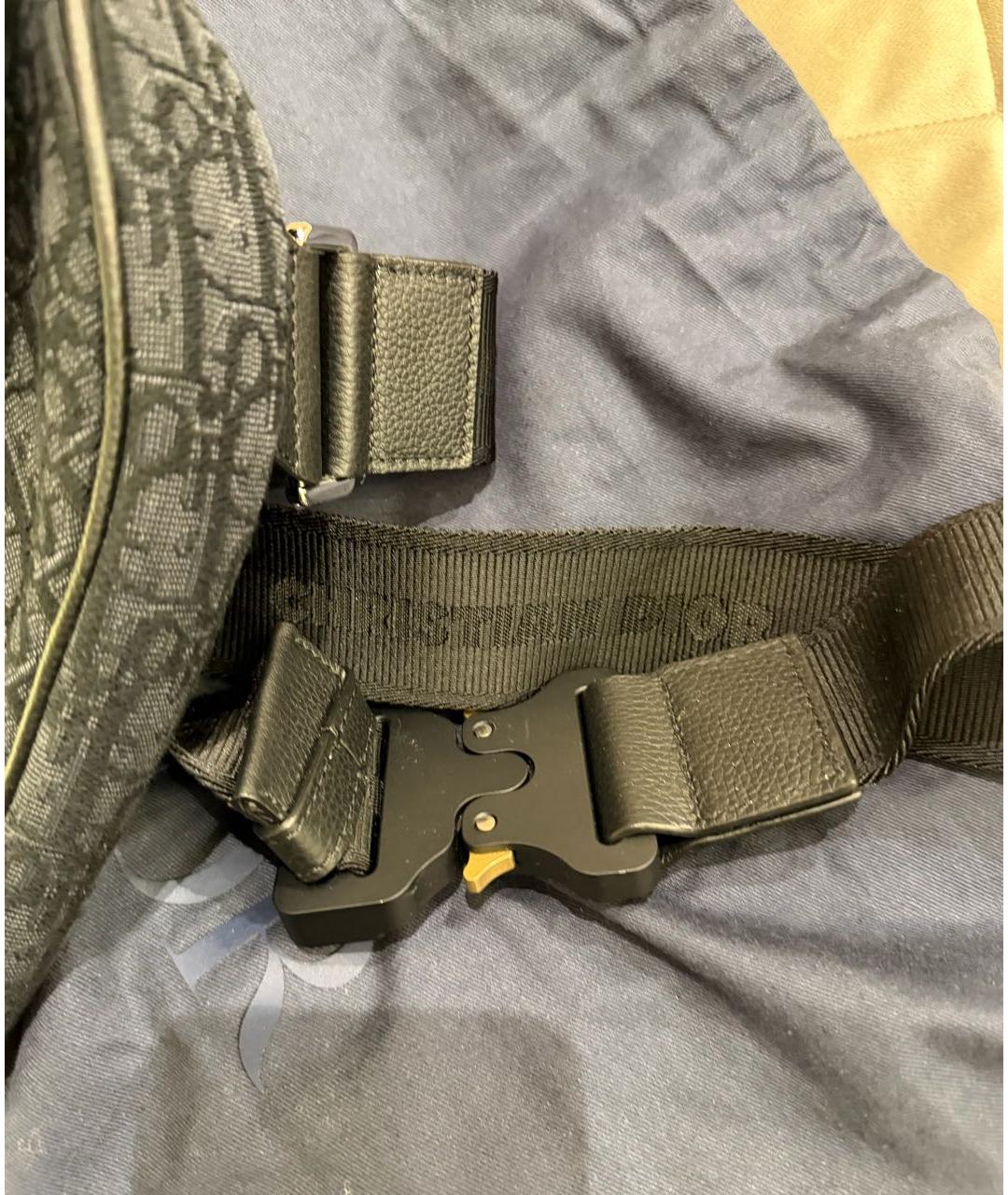 CHRISTIAN DIOR Темно-синяя жаккардовая сумка на плечо, фото 8