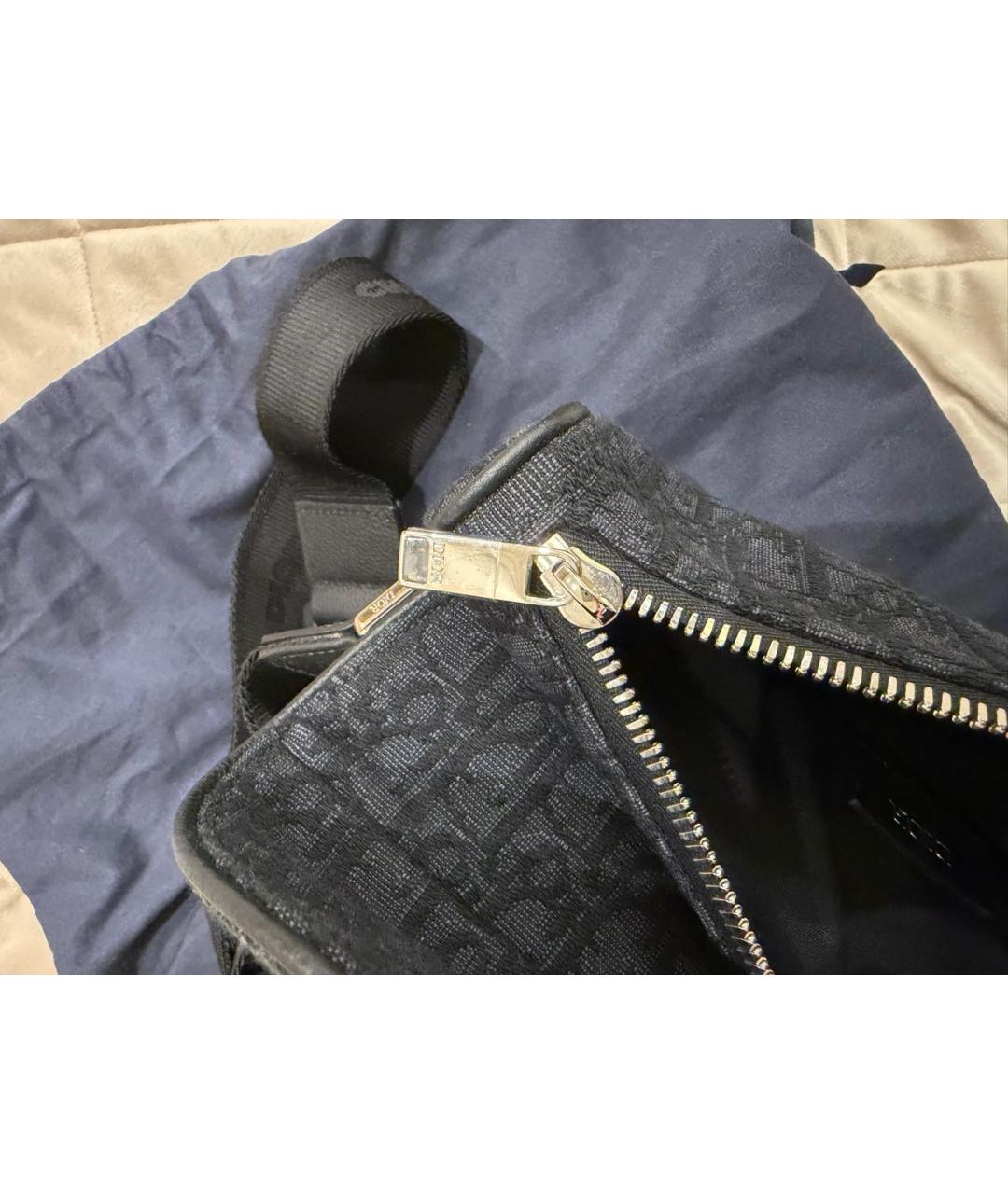 CHRISTIAN DIOR Темно-синяя жаккардовая сумка на плечо, фото 6