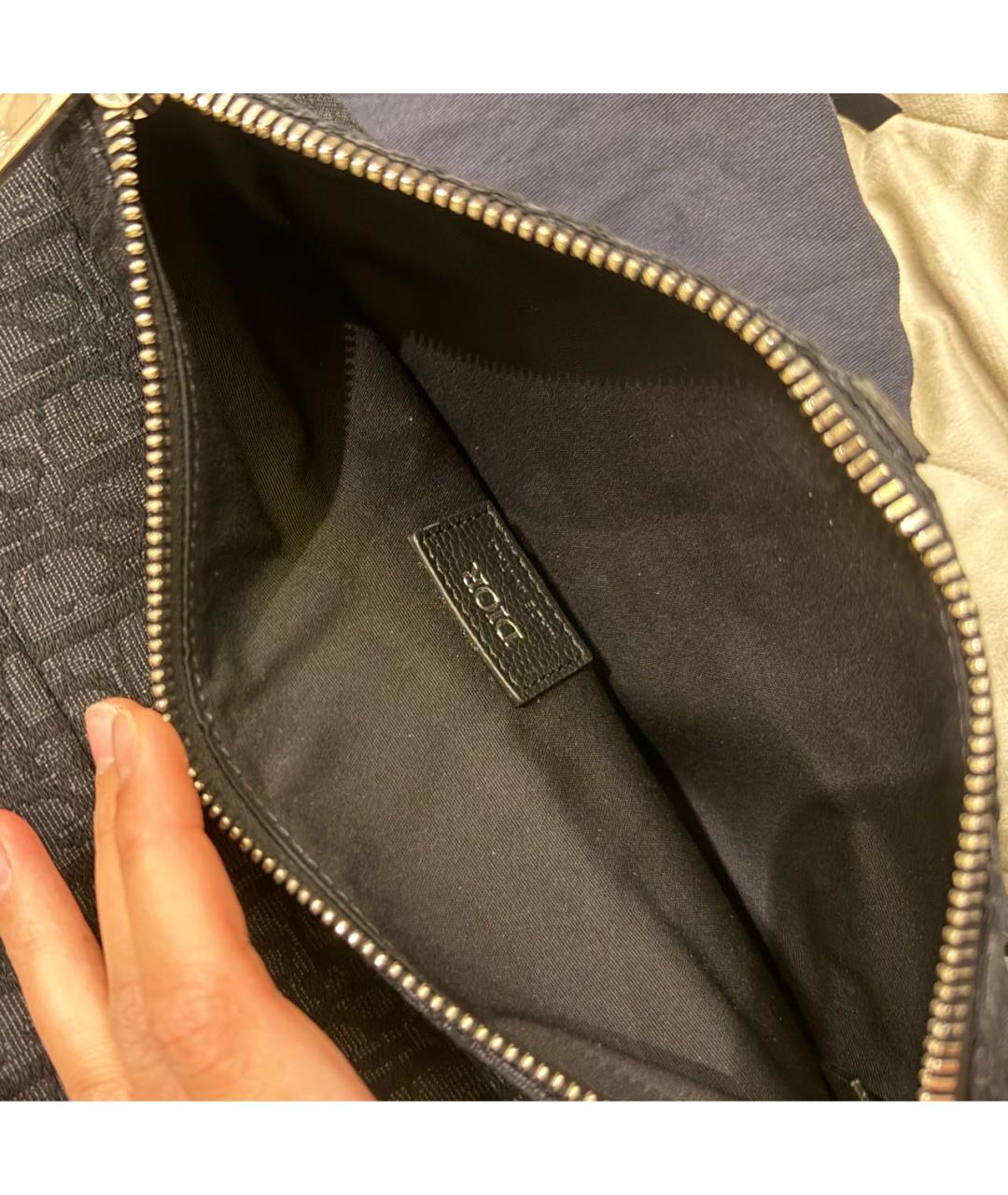 CHRISTIAN DIOR Темно-синяя жаккардовая сумка на плечо, фото 4