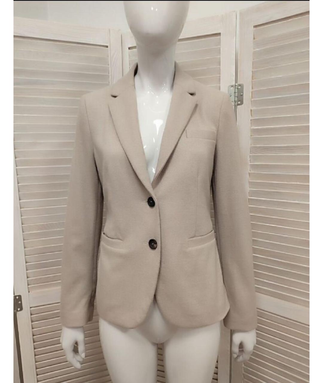 PESERICO Бежевый шерстяной жакет/пиджак, фото 10