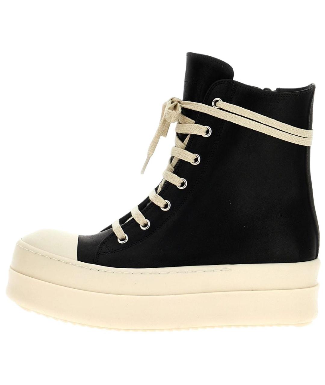 RICK OWENS Черные кожаные кроссовки, фото 2