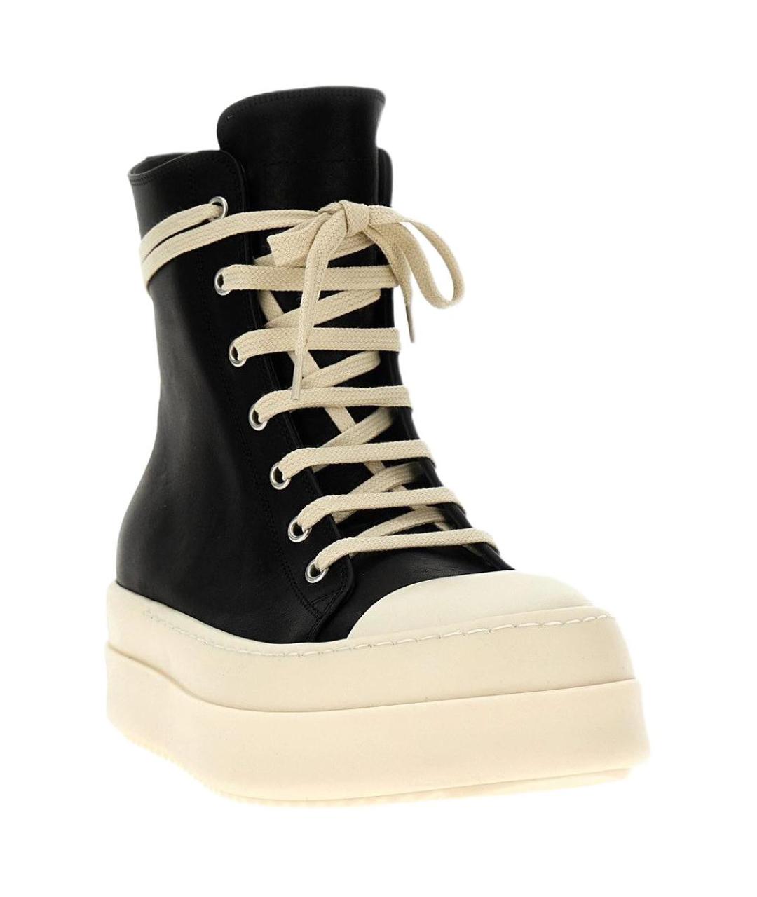 RICK OWENS Черные кожаные кроссовки, фото 3