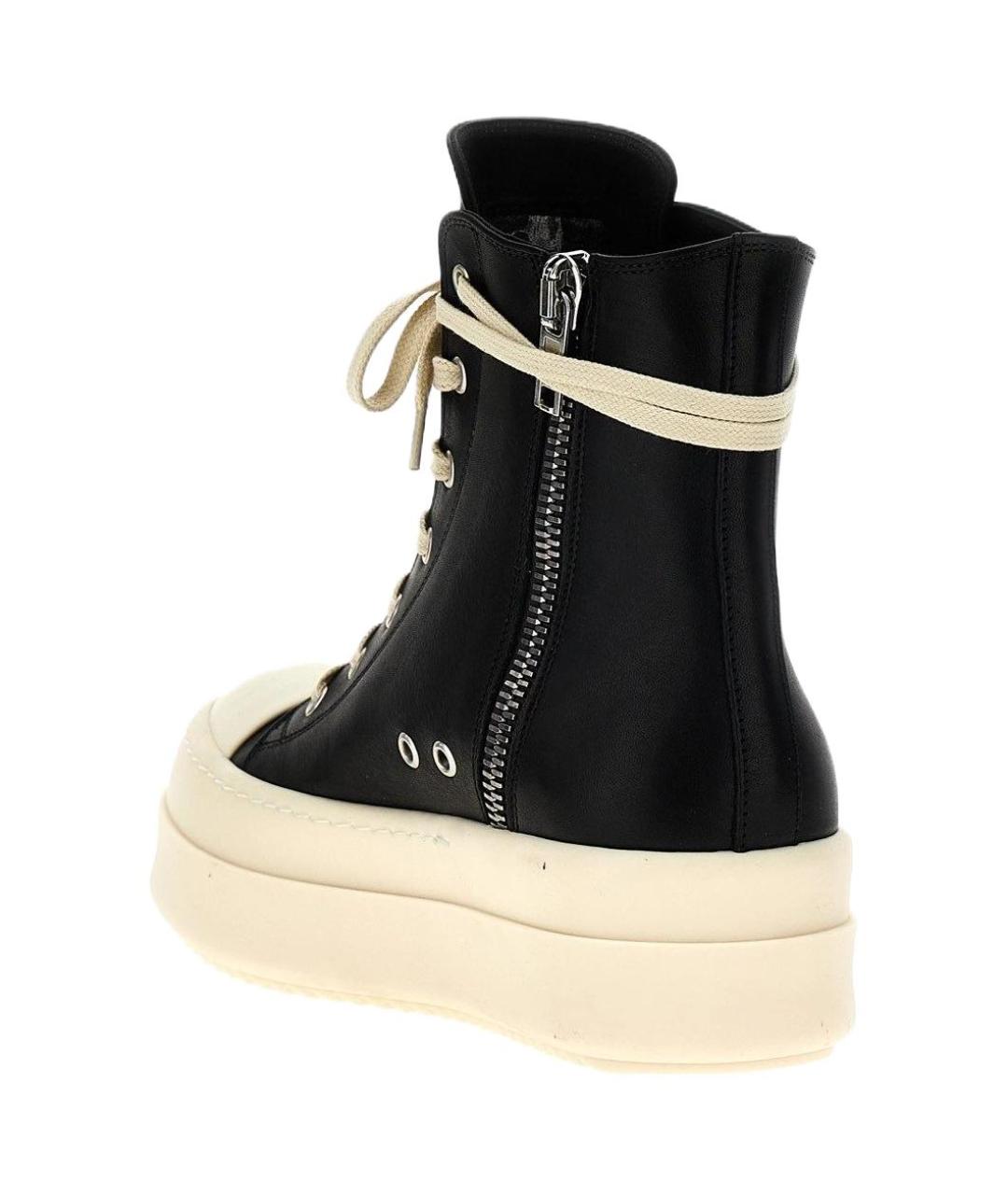 RICK OWENS Черные кожаные кроссовки, фото 4