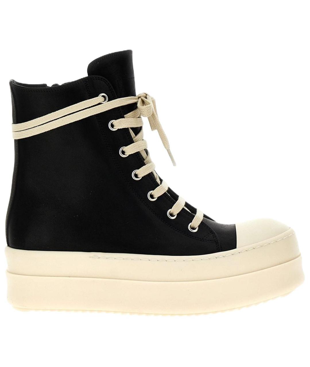 RICK OWENS Черные кожаные кроссовки, фото 1