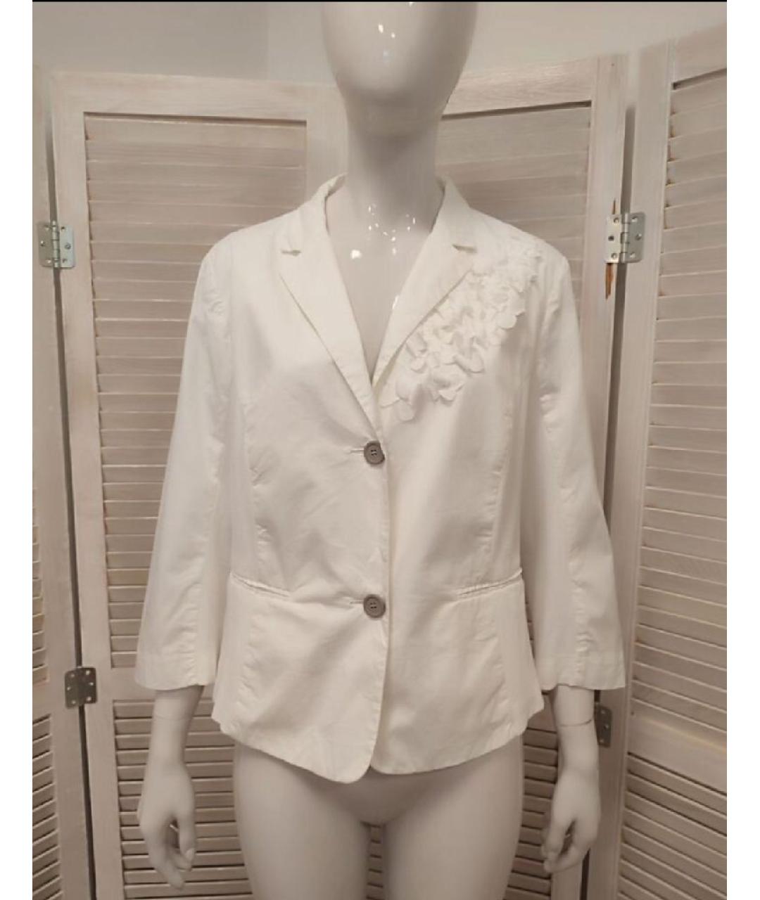 PESERICO Белый хлопко-эластановый жакет/пиджак, фото 10