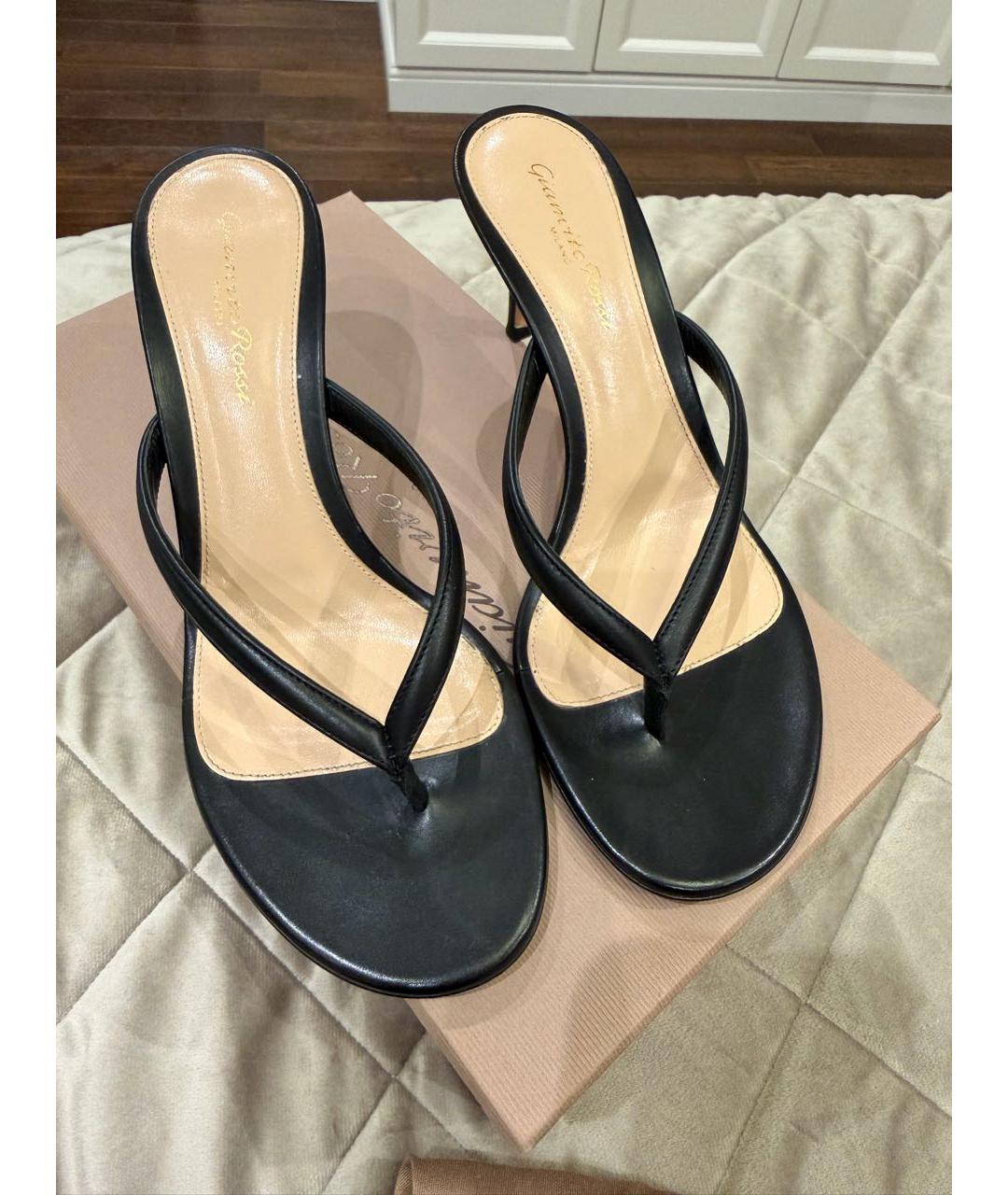 GIANVITO ROSSI Черные кожаные босоножки, фото 2