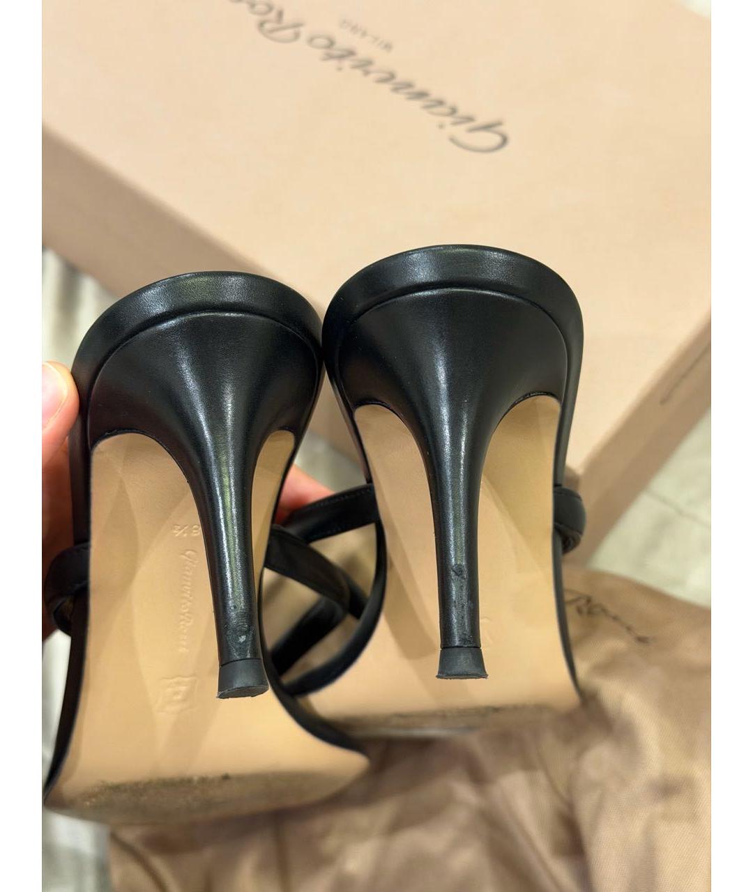 GIANVITO ROSSI Черные кожаные босоножки, фото 4