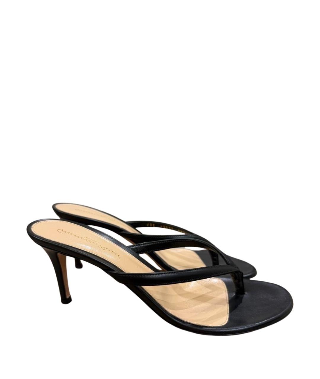 GIANVITO ROSSI Черные кожаные босоножки, фото 1