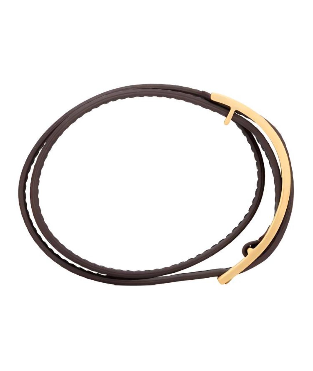 SAINT LAURENT Коричневый кожаный браслет, фото 3