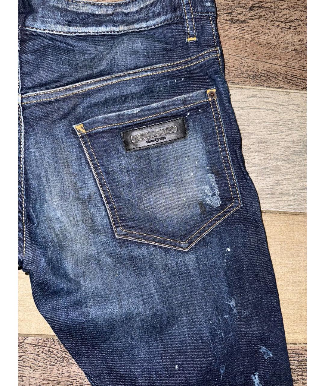 DSQUARED2 Темно-синие хлопко-эластановые джинсы скинни, фото 6