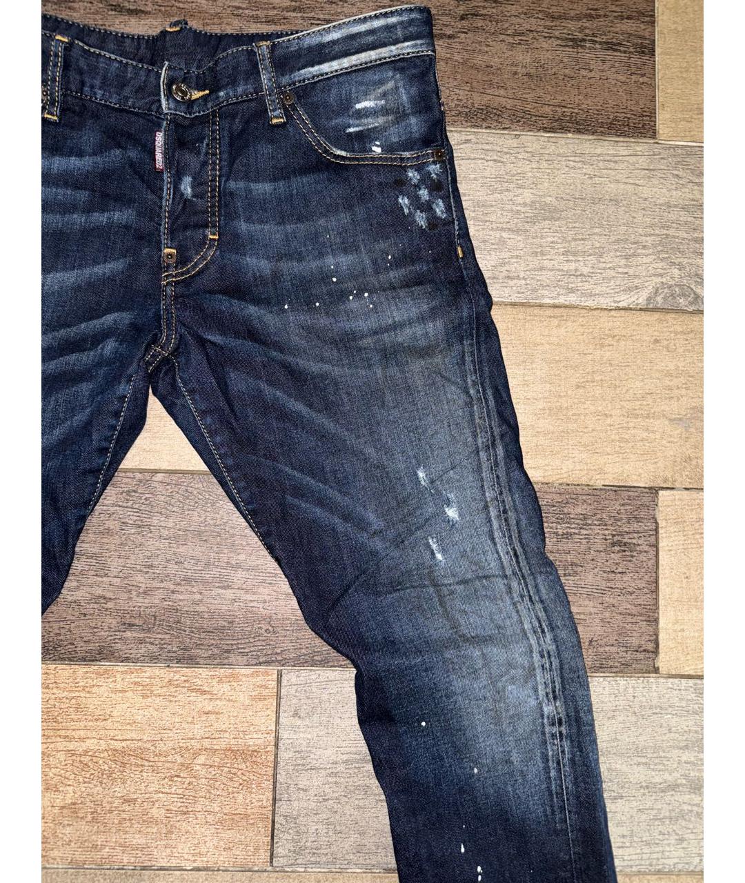 DSQUARED2 Темно-синие хлопко-эластановые джинсы скинни, фото 4