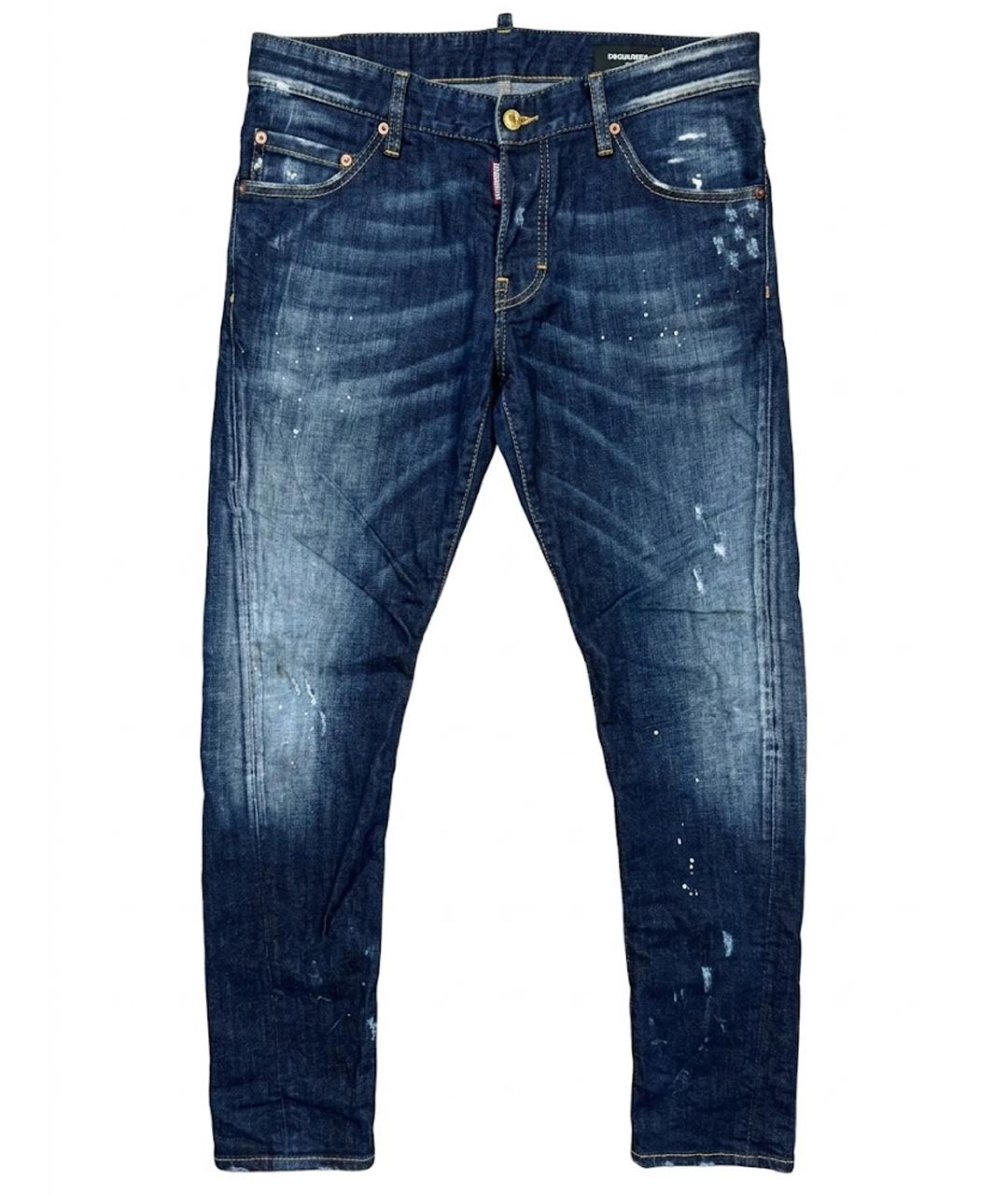 DSQUARED2 Темно-синие хлопко-эластановые джинсы скинни, фото 1