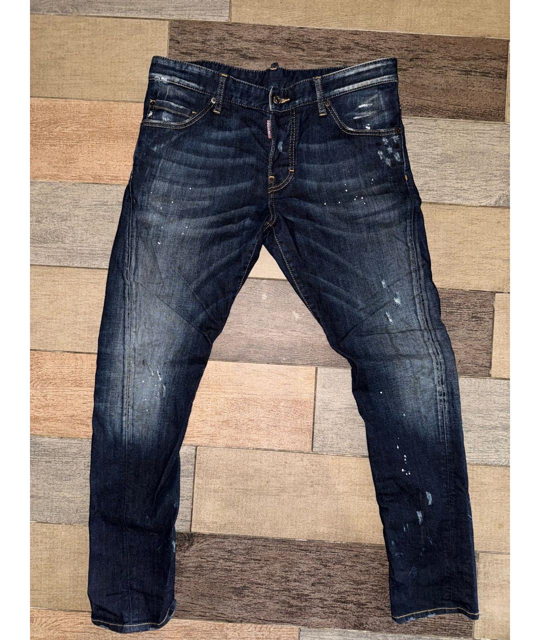 DSQUARED2 Темно-синие хлопко-эластановые джинсы скинни, фото 8