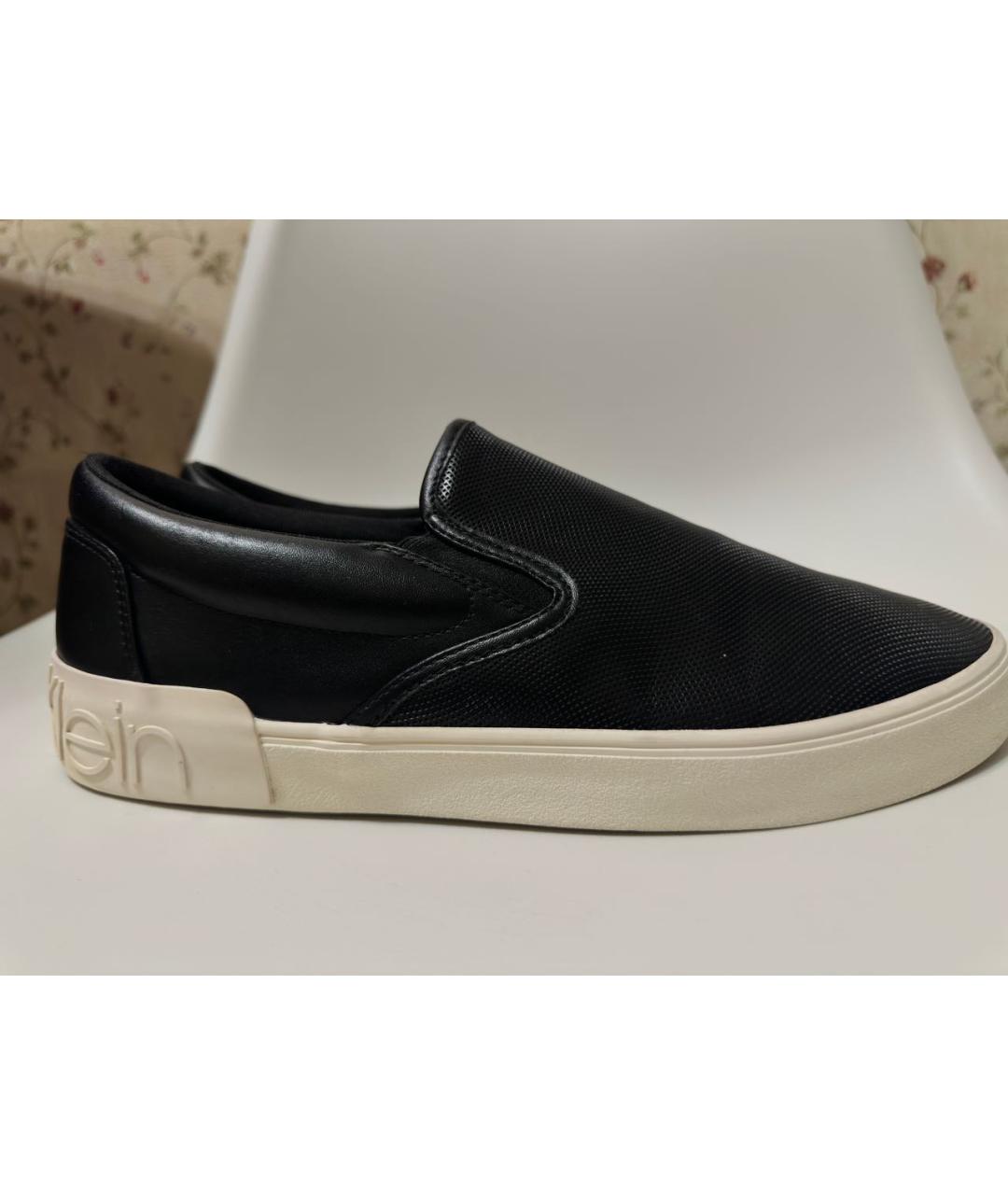 CALVIN KLEIN Черные кожаные слипоны, фото 5