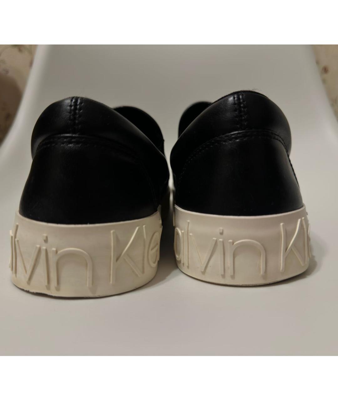 CALVIN KLEIN Черные кожаные слипоны, фото 4