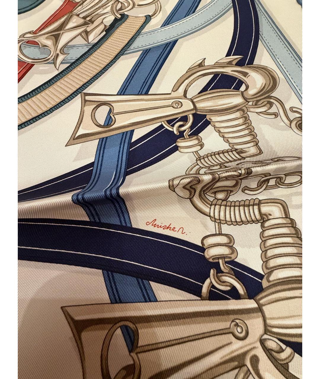 HERMES Мульти шелковый платок, фото 5