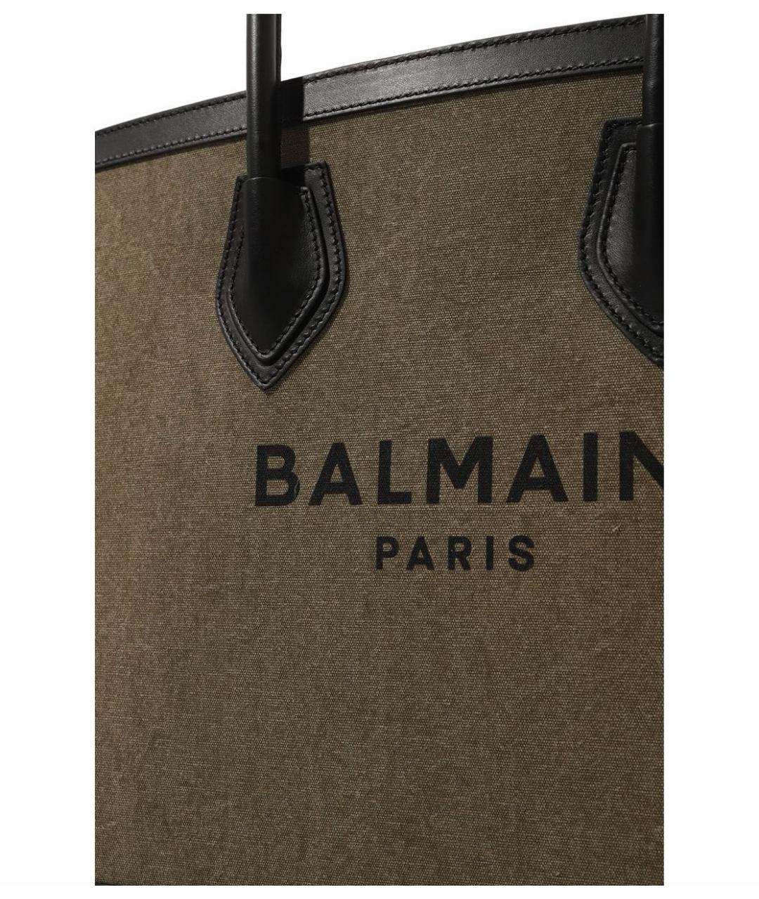 BALMAIN Хаки тканевая сумка тоут, фото 3