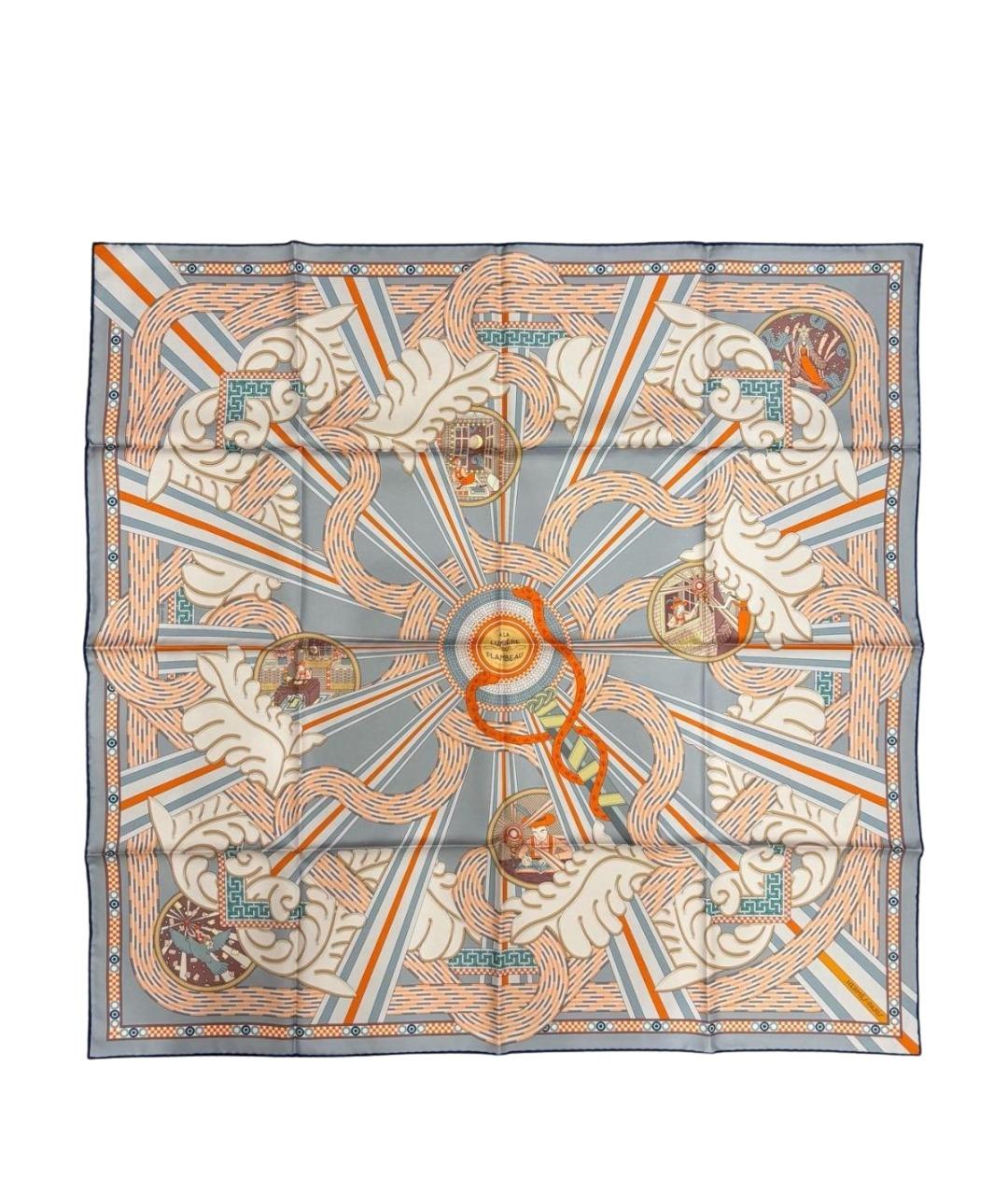 HERMES Мульти шелковый платок, фото 1