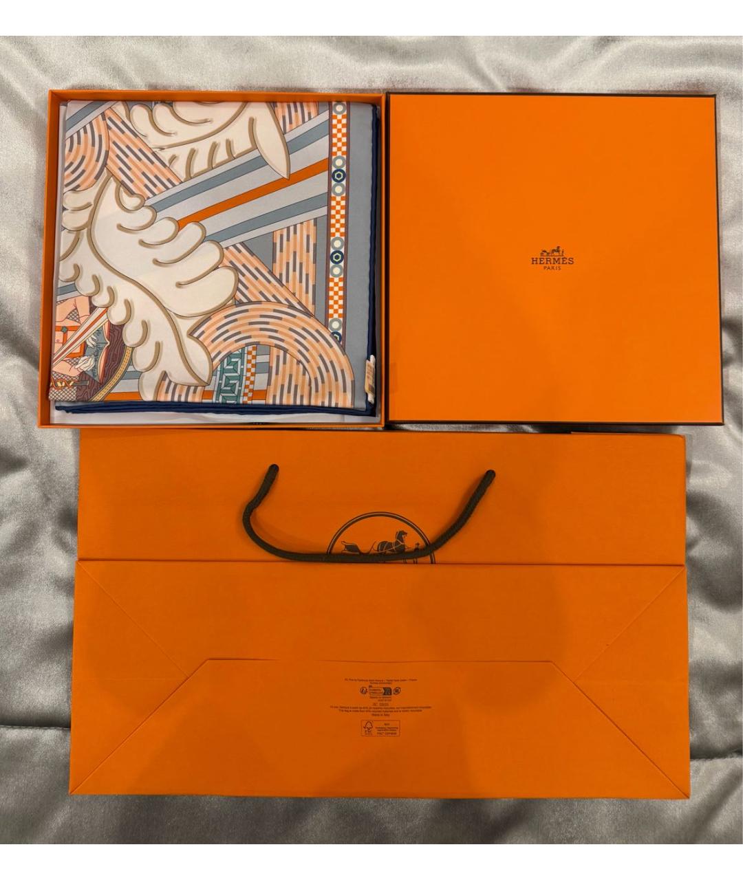 HERMES Мульти шелковый платок, фото 4
