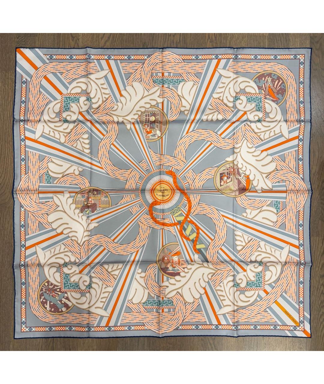 HERMES Мульти шелковый платок, фото 8