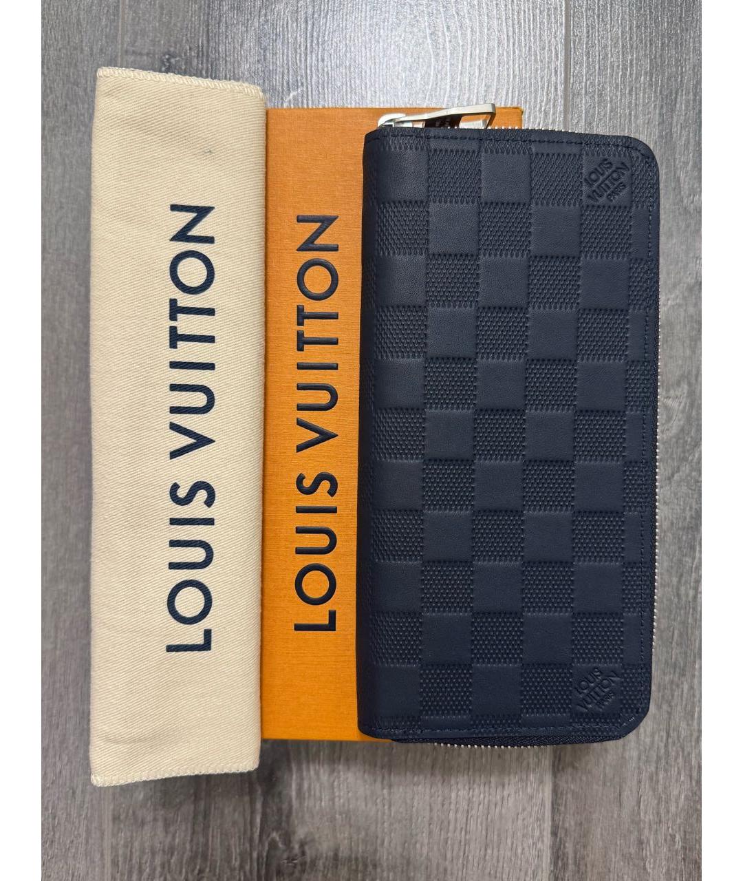 LOUIS VUITTON Темно-синий кожаный кошелек, фото 8