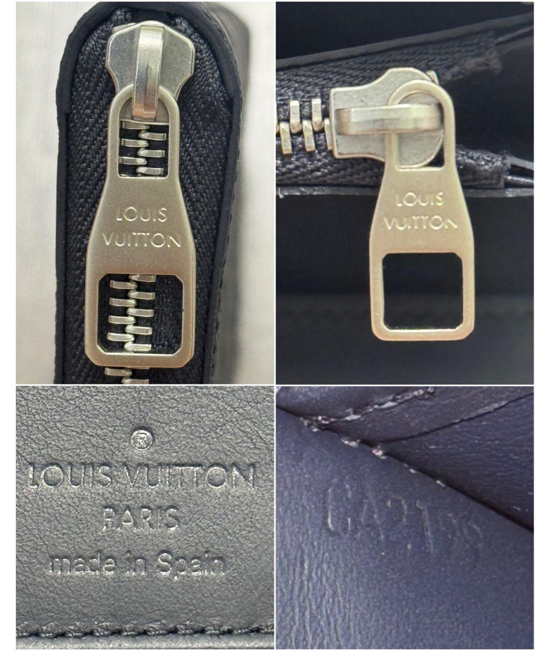 LOUIS VUITTON Темно-синий кожаный кошелек, фото 6