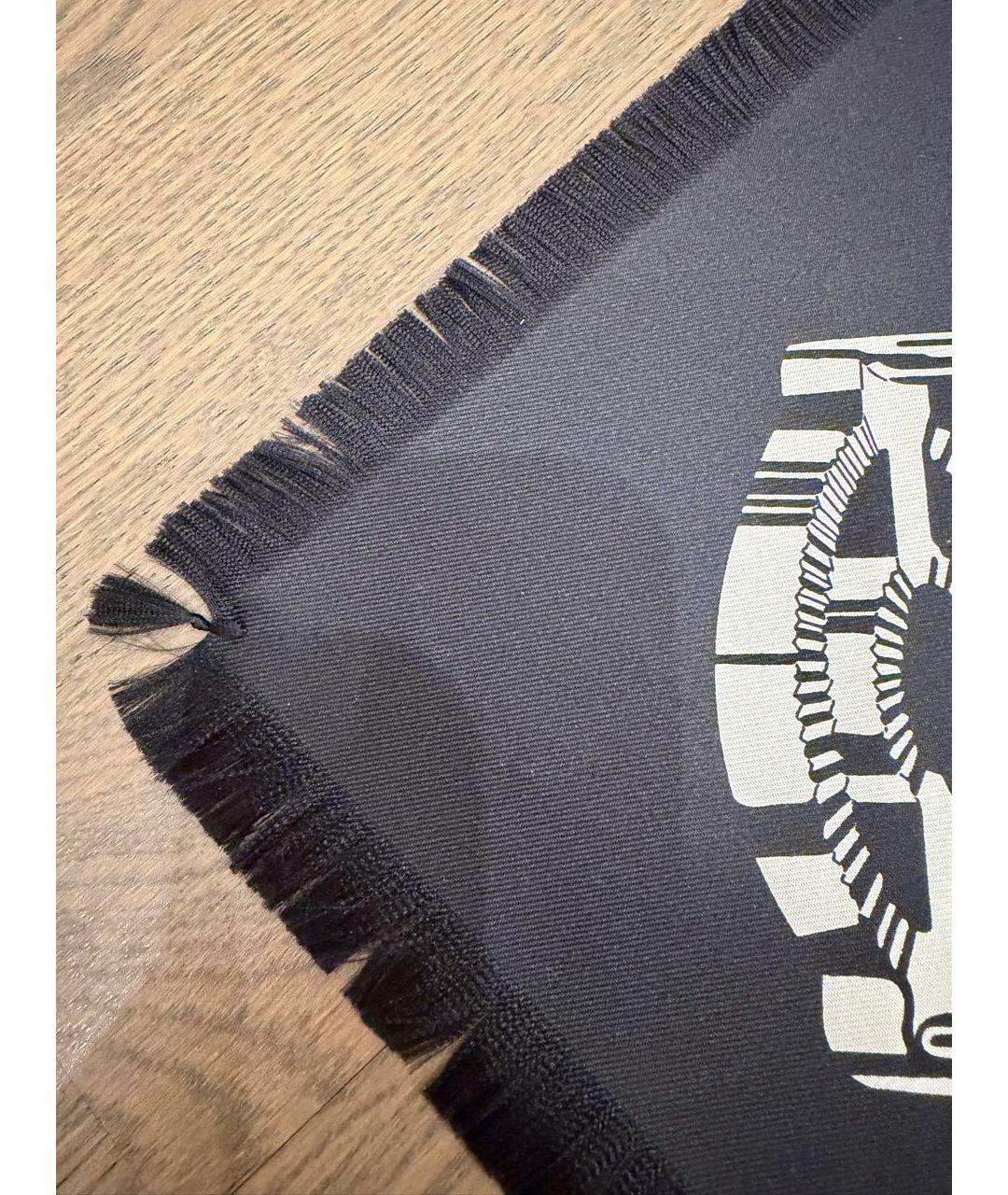 HERMES Черный шелковый шарф, фото 6