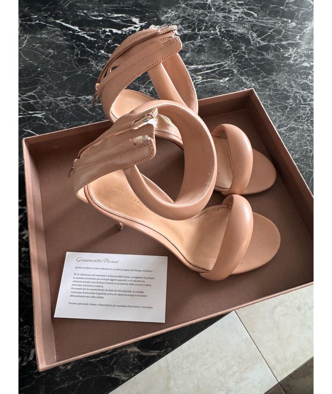 GIANVITO ROSSI Бежевые кожаные босоножки, фото 5