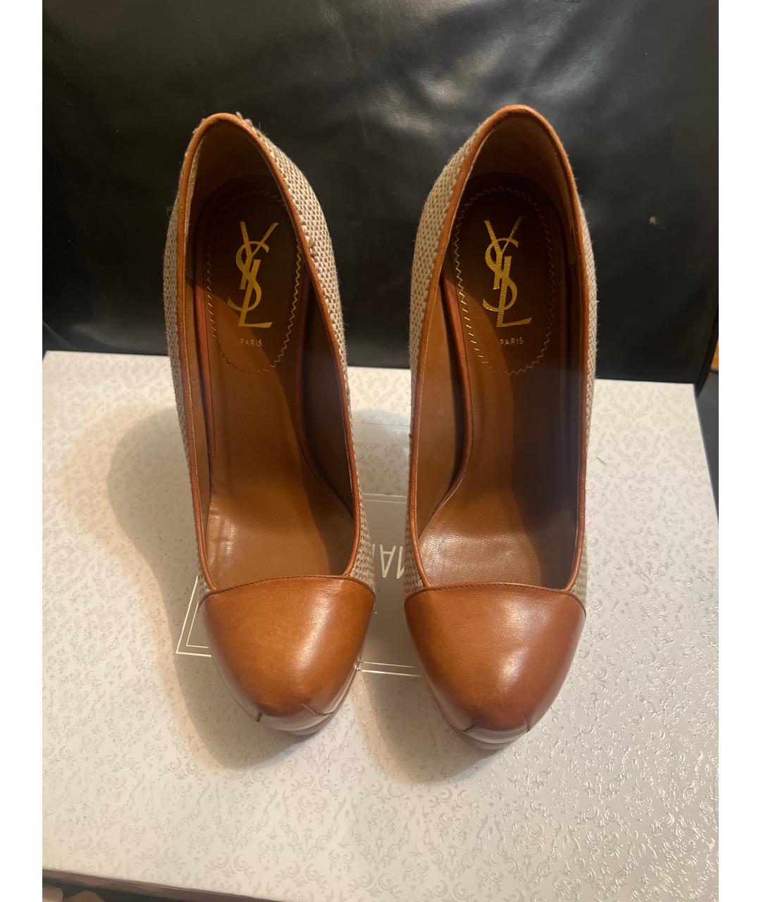 SAINT LAURENT Коричневые туфли, фото 2