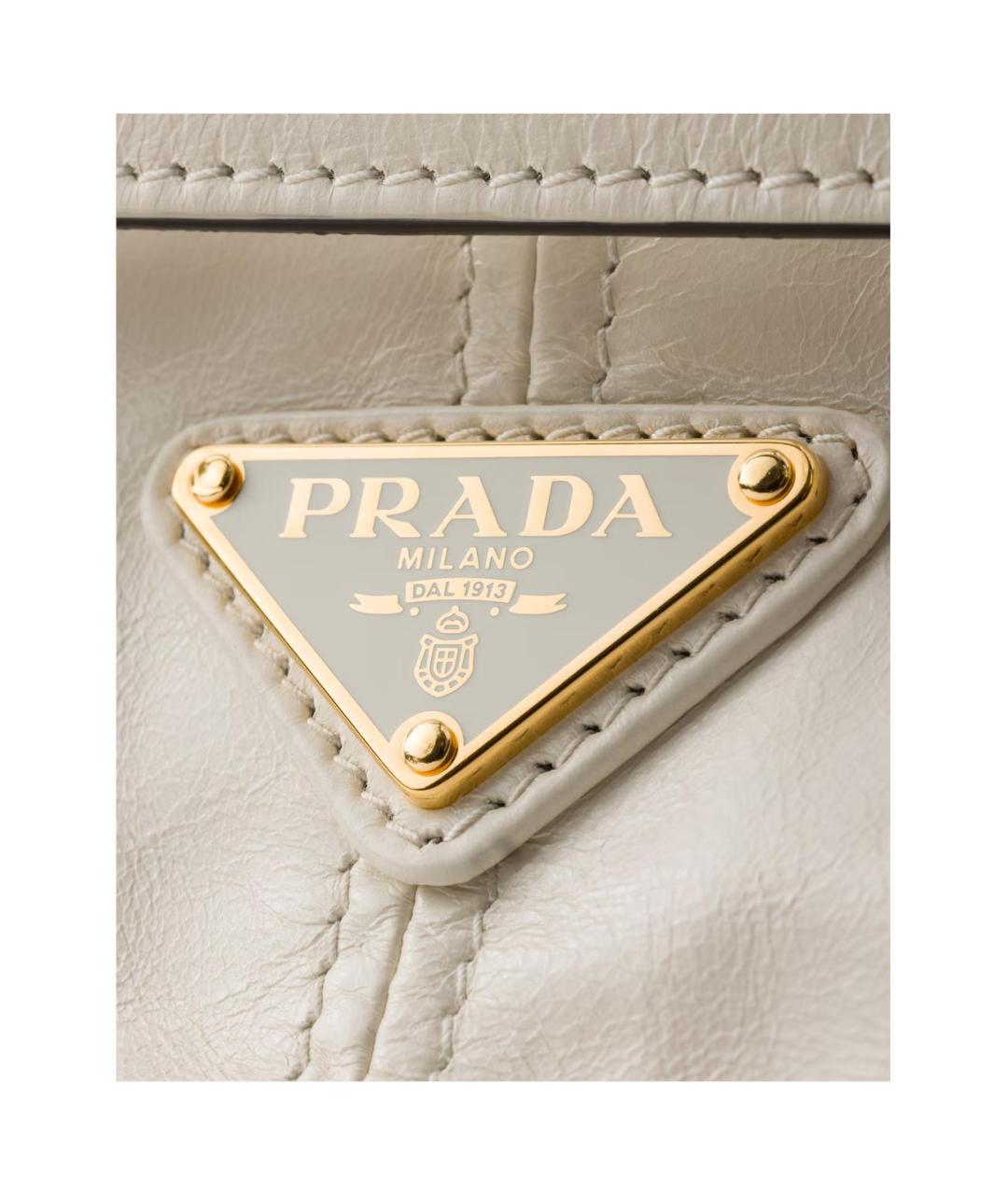 PRADA Белая кожаная сумка через плечо, фото 4