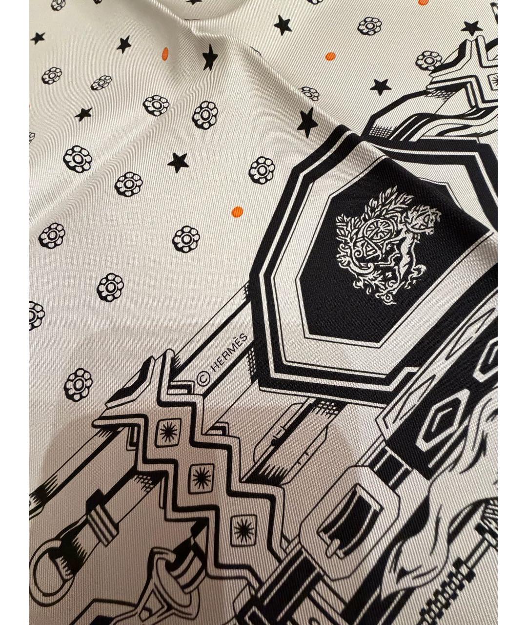 HERMES Серый шелковый платок, фото 4