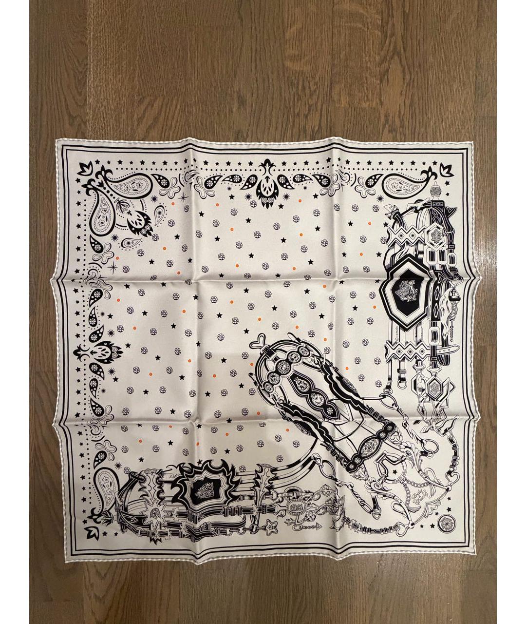 HERMES Серый шелковый платок, фото 6