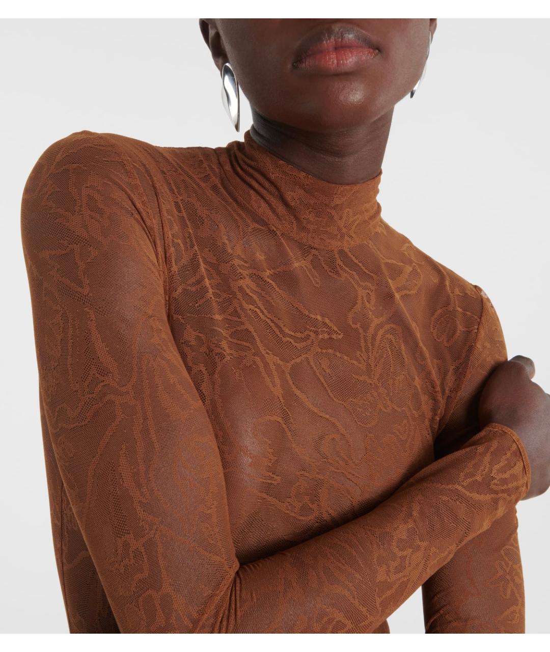 DAVID KOMA Коричневое кружевное коктейльное платье, фото 5