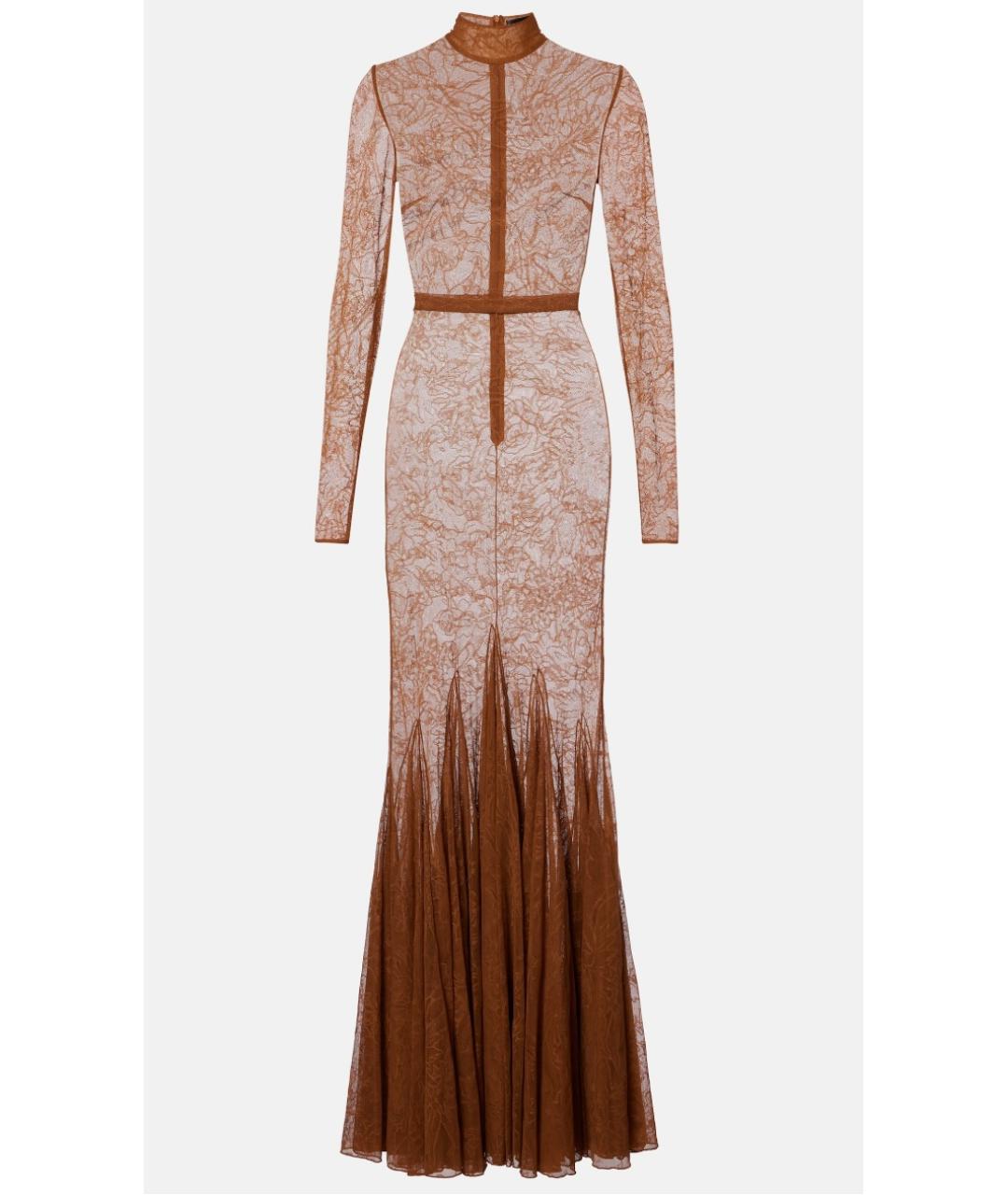 DAVID KOMA Коричневое кружевное коктейльное платье, фото 6