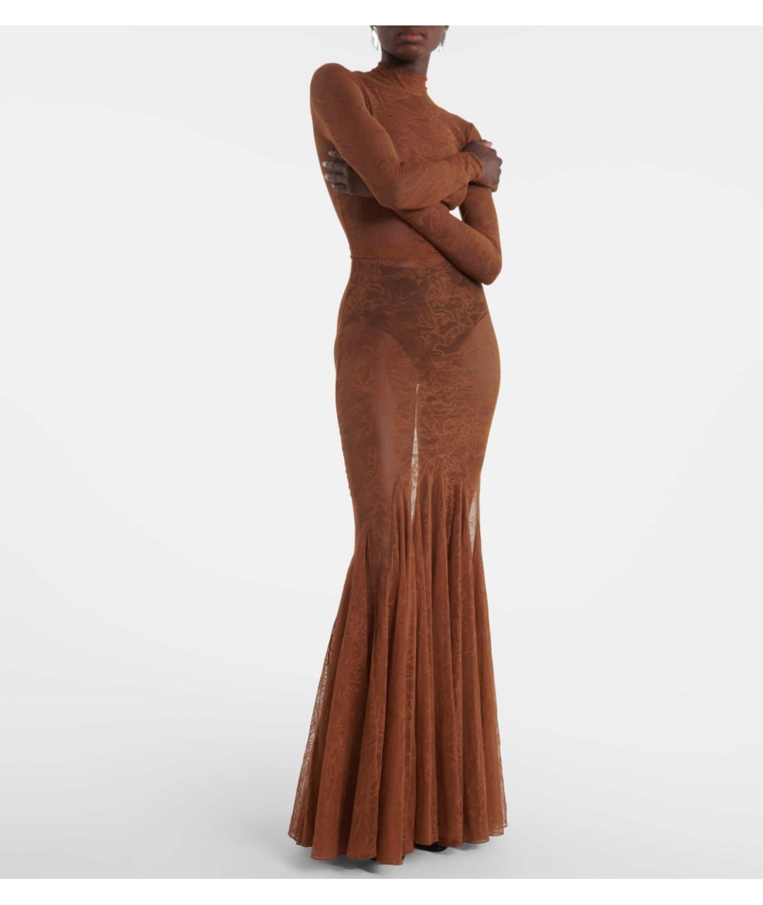 DAVID KOMA Коричневое кружевное коктейльное платье, фото 2