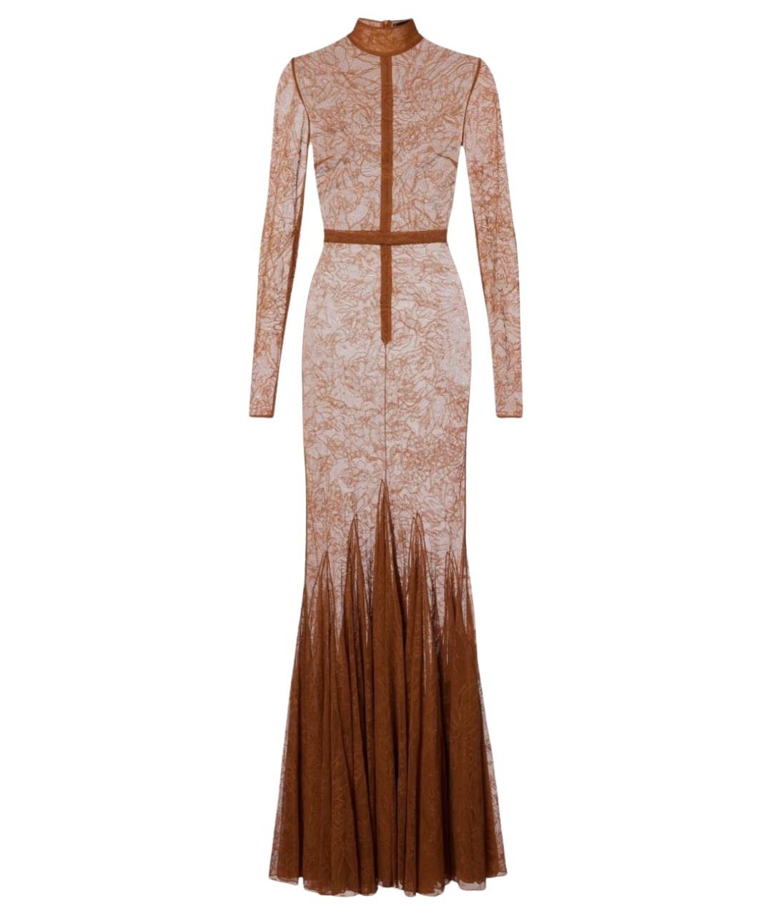DAVID KOMA Коричневое кружевное коктейльное платье, фото 1