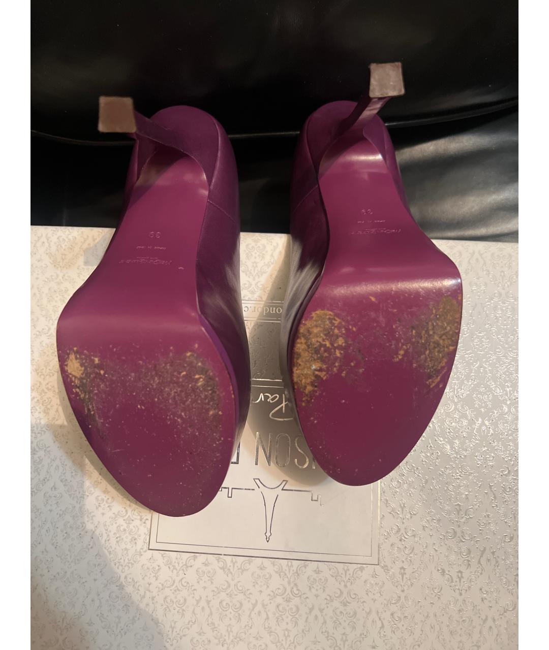 SAINT LAURENT Фиолетовые кожаные туфли, фото 5