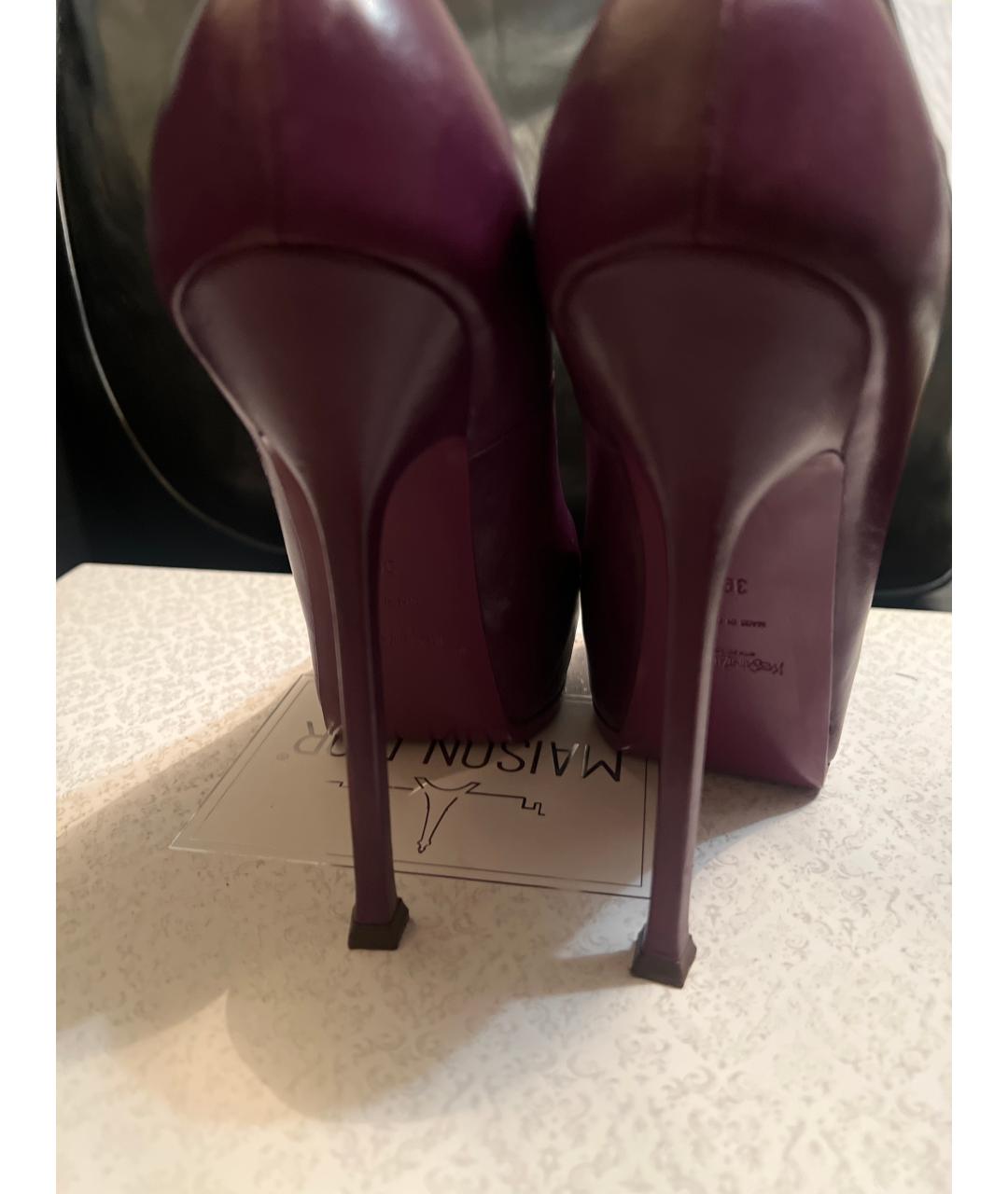 SAINT LAURENT Фиолетовые кожаные туфли, фото 4