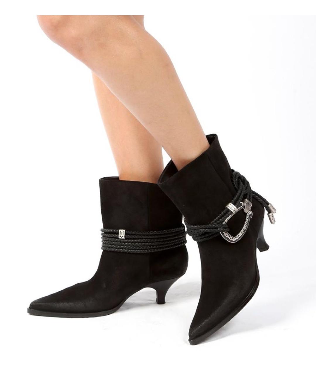 ELENA LACHI Черные замшевые полусапоги, фото 5