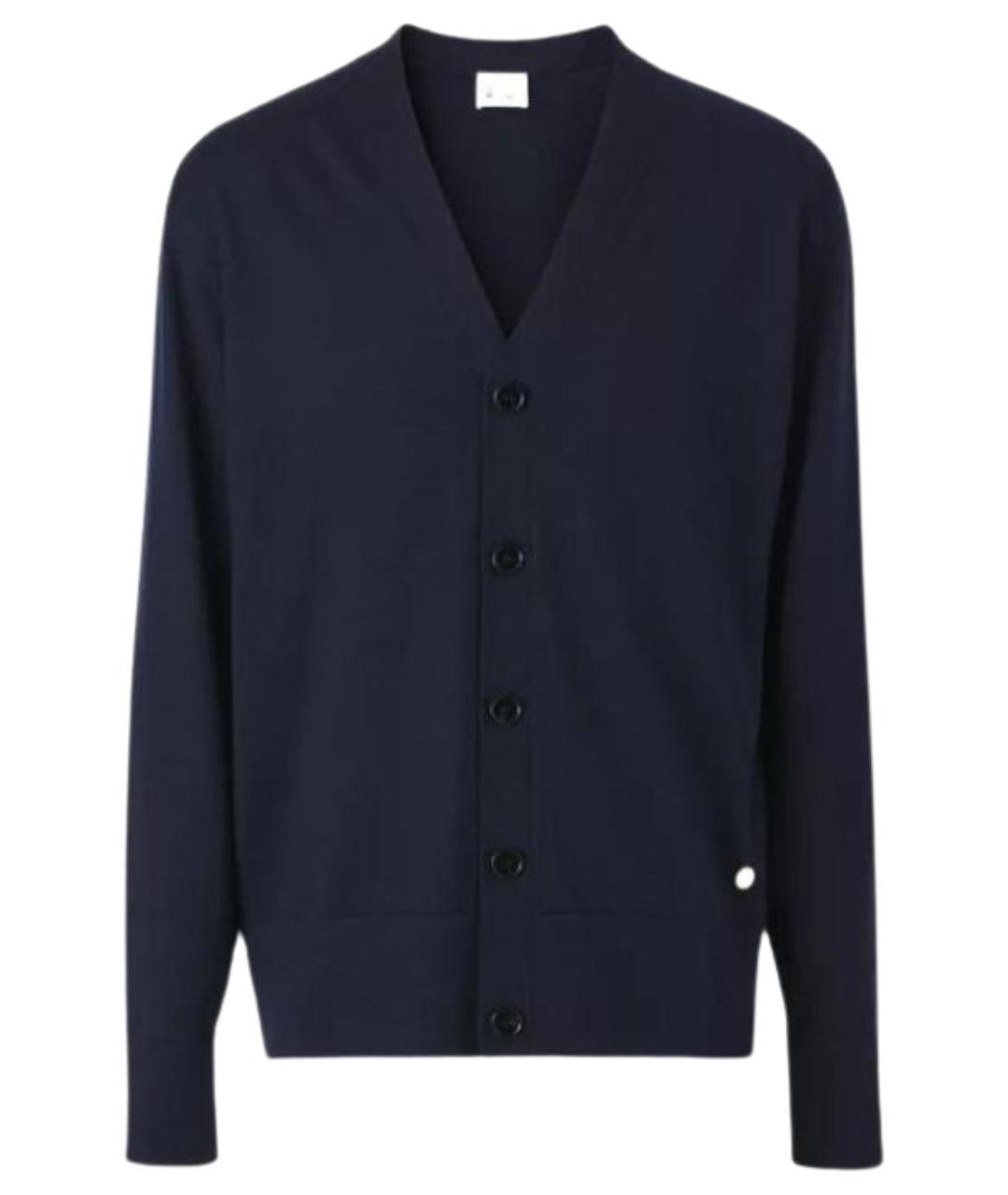 BURBERRY Темно-синий шерстяной кардиган, фото 1