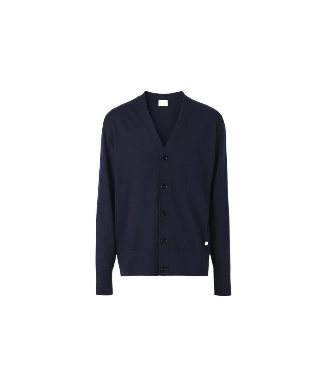 BURBERRY Темно-синий шерстяной кардиган, фото 6