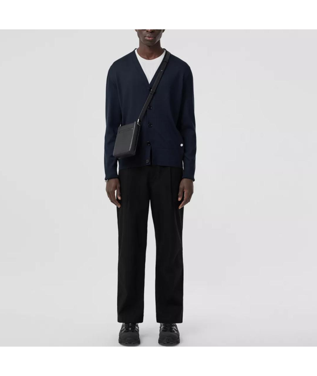 BURBERRY Темно-синий шерстяной кардиган, фото 2