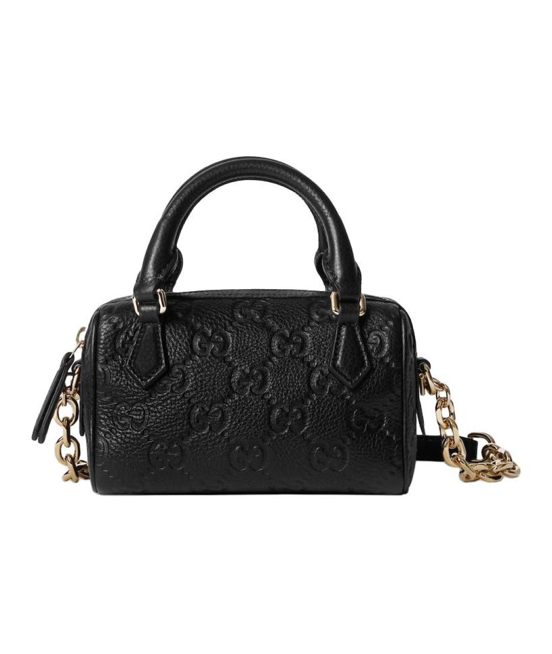 GUCCI Черная кожаная сумка с короткими ручками, фото 1