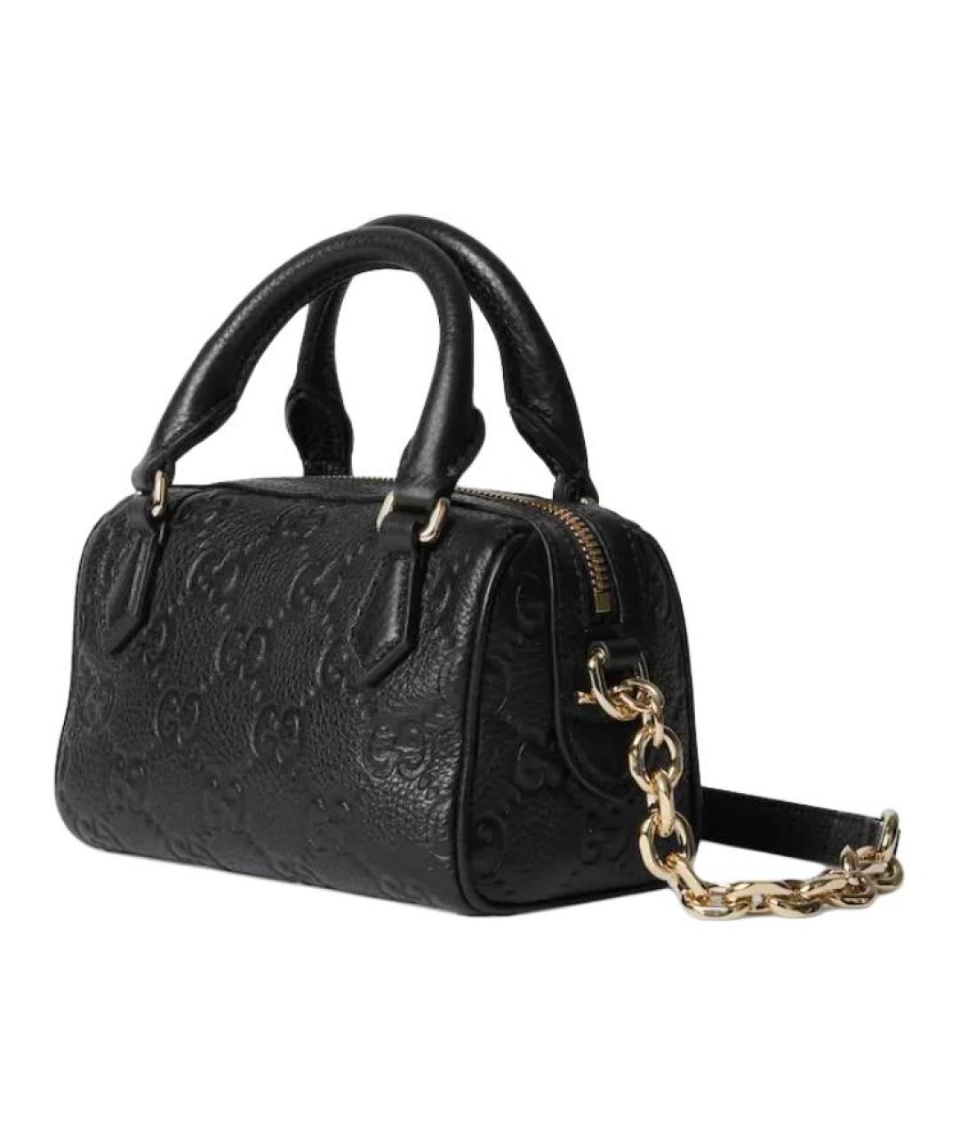 GUCCI Черная кожаная сумка с короткими ручками, фото 2