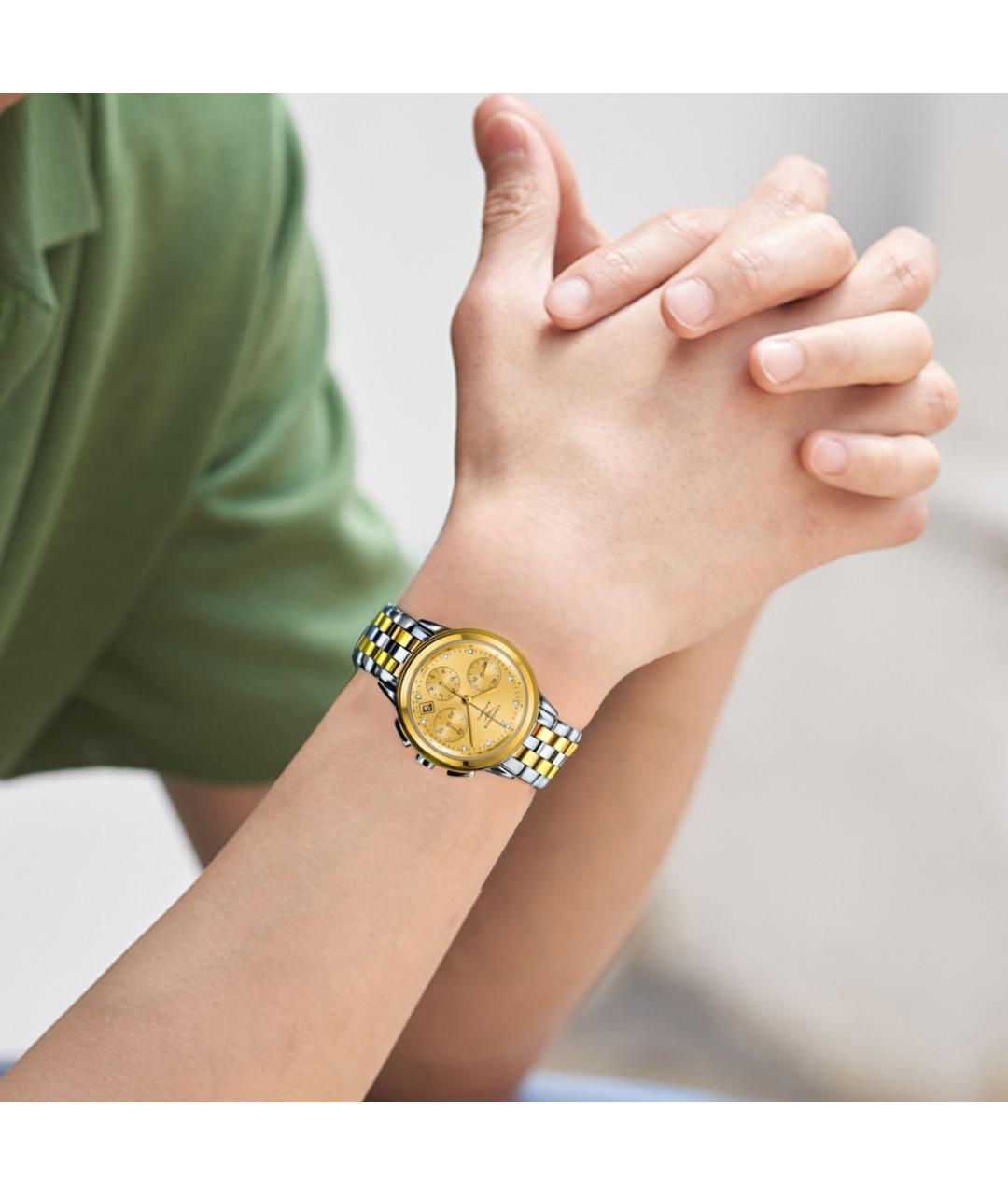 LONGINES Золотые стальные часы, фото 3