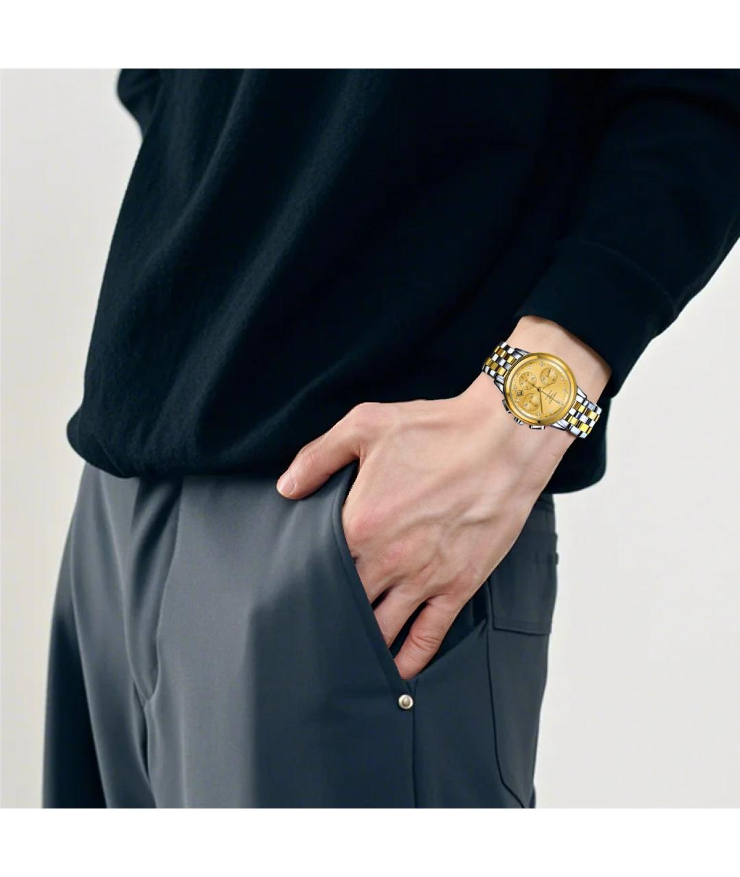 LONGINES Золотые стальные часы, фото 5