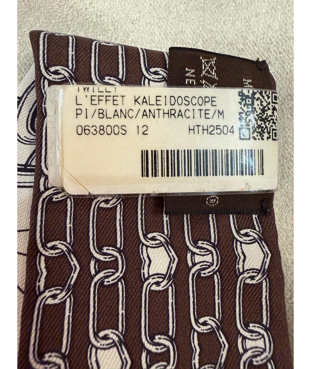 HERMES Коричневый шелковый платок, фото 3